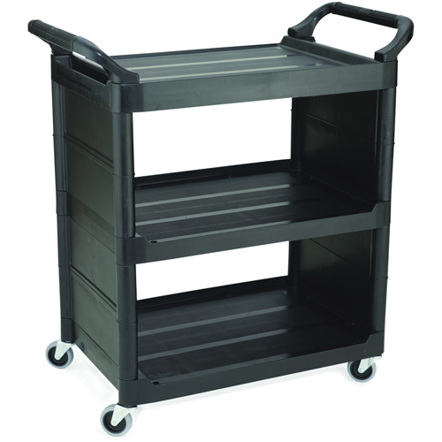Bussing Cart with End Panels, 3 Tiers, 18-5/8" x 36-5/8" x 33-5/8", 150 lbs. Capacity Duraquip Inc