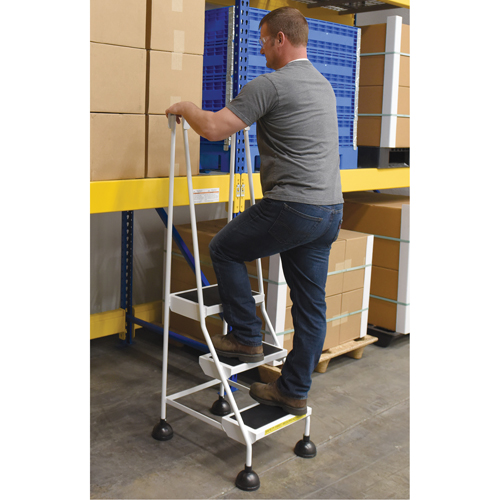 Stop-Step Ladders, 3 Steps, 16" Step Width, 28-11/16" Platform Height, Steel Duraquip Inc