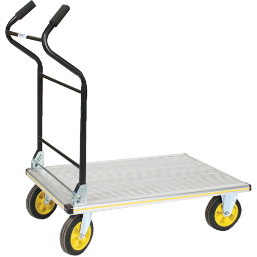 Folding Ergo-Handle Platform Truck, Aluminum, 660 lbs., 35-1/2" L x 24" W, 41" High Duraquip Inc