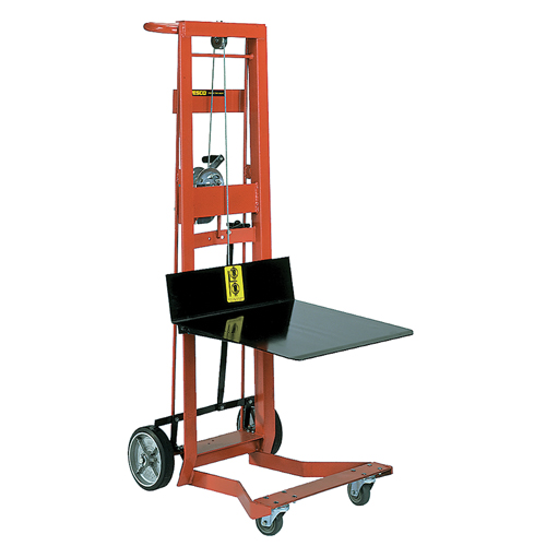 Platform Lift Stacker, Hand Winch Operated, 750 lbs. Capacity, 40" Max Lift Duraquip Inc