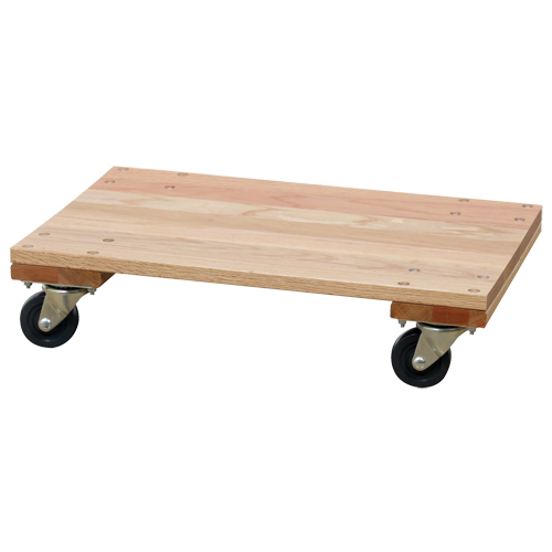 Solid Platform Wood Dolly, Rubber Wheels, 900 lbs. Capacity, 16" W x 24" D x 6" H Duraquip Inc