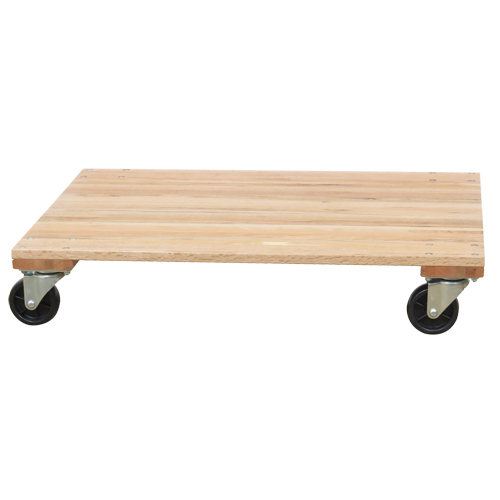 Solid Platform Wood Dolly, Rubber Wheels, 1200 lbs. Capacity, 18" W x 30" D x 7" H Duraquip Inc