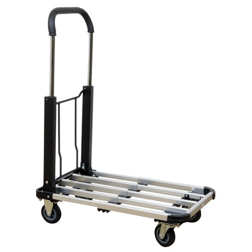 Folding Handle Platform Truck, Aluminum, 300 lbs., 28" L x 16" W, 37.75" High Duraquip Inc