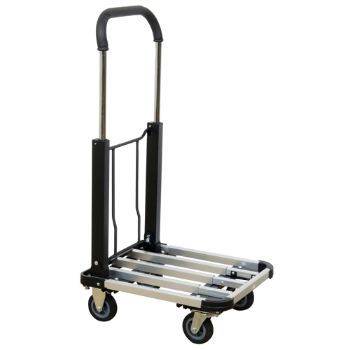 Folding Handle Platform Truck, Aluminum, 300 lbs., 28" L x 16" W, 37.75" High Duraquip Inc