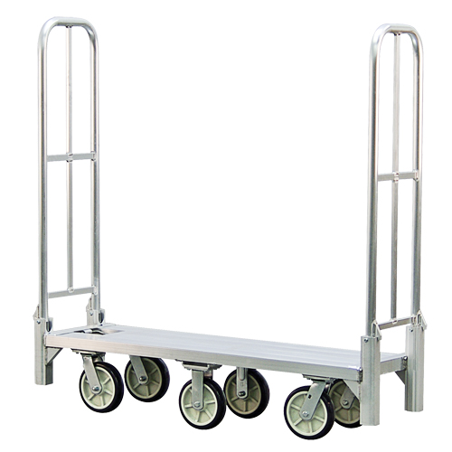 Aluminum U-Boat Folding Bulk Delivery Cart, 18" W x 61" L, 1200 lbs. Cap., Polyurethane Wheels Duraquip Inc