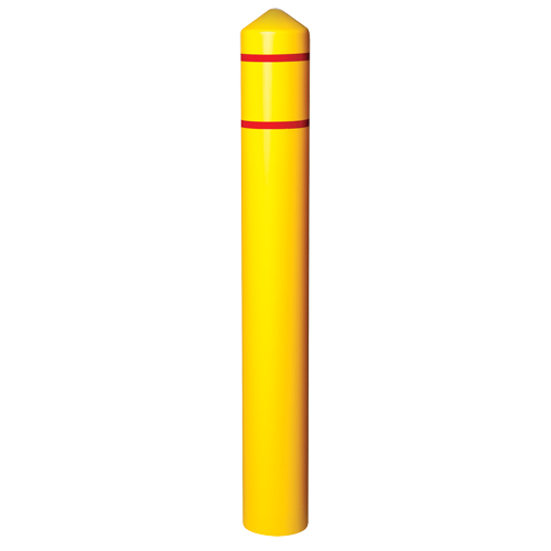 Smooth Bollard Cover With Reflective Stripes, 4" Dia. x 56" L, Yellow Duraquip Inc