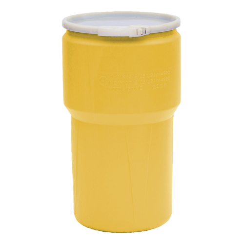 Nestable Polyethylene Drum, 14 US gal (11.7 imp. gal.), Open Top, Yellow Duraquip Inc