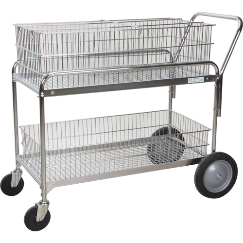 Chariot de bureau en treillis m&eacute;tallique pour le courrier, 250 lb Capacit&eacute;, Chrome, 23" p x 42" la x 38" h, Chrom&eacute; Duraquip Inc