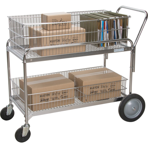 Chariot de bureau en treillis m&eacute;tallique pour le courrier, 250 lb Capacit&eacute;, Chrome, 23" p x 42" la x 38" h, Chrom&eacute; Duraquip Inc