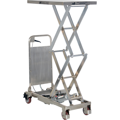 Manual Hydraulic Scissor Lift Table, 27-1/2" L x 17-3/4" W, Partial Stainless Steel, 220 lbs. Capacity Duraquip Inc