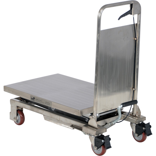 Manual Hydraulic Scissor Lift Table, 27-1/2" L x 17-3/4" W, Partial Stainless Steel, 220 lbs. Capacity Duraquip Inc