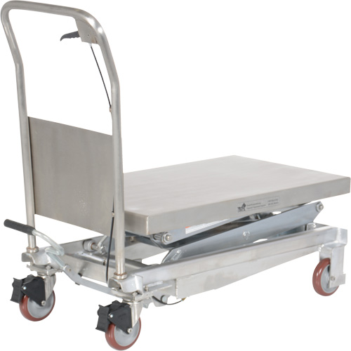 Manual Hydraulic Scissor Lift Table, 35-1/2" L x 20" W, Partial Stainless Steel, 800 lbs. Capacity Duraquip Inc