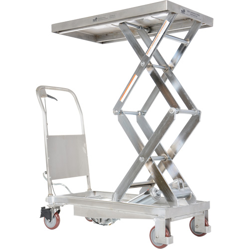 Manual Hydraulic Scissor Lift Table, 35-1/2" L x 20" W, Partial Stainless Steel, 800 lbs. Capacity Duraquip Inc