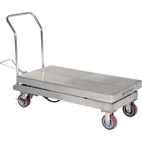 Manual Hydraulic Scissor Lift Table, 47" L x 24" W, Partial Stainless Steel, 2000 lbs. Capacity Duraquip Inc