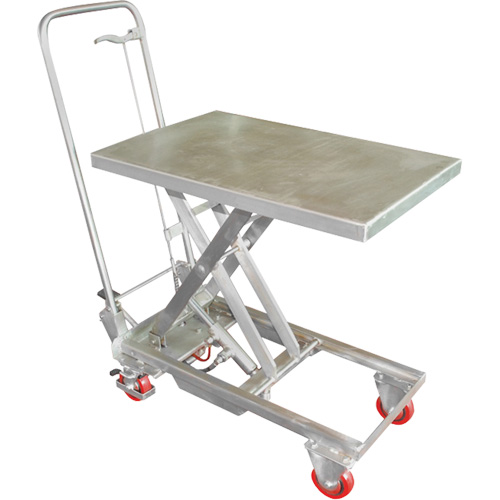 Manual Hydraulic Scissor Lift Table, 27-1/2" L x 17-3/4" W, Stainless Steel, 200 lbs. Capacity Duraquip Inc