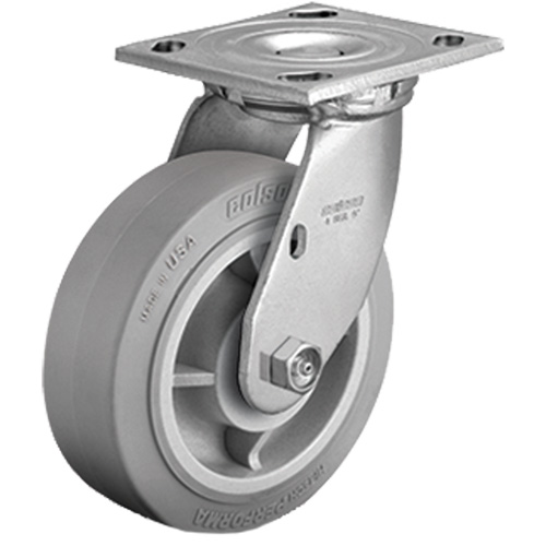 Plate Caster, Swivel, 4" (101.6 mm), Rubber, 225 lbs. (102 kg.) Duraquip Inc