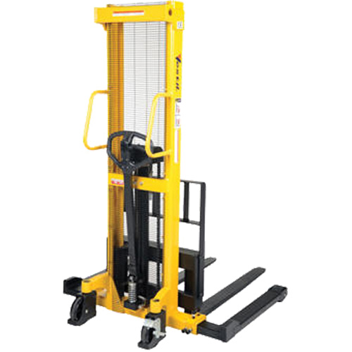 Manual Hydraulic Stacker, Hand Pump Operated, 2000 lbs. Capacity, 35" Max Lift Duraquip Inc