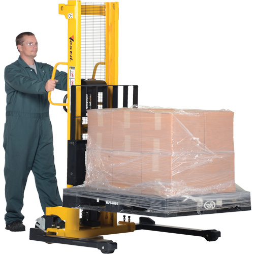 Manual Hydraulic Stacker, Hand Pump Operated, 2000 lbs. Capacity, 35" Max Lift Duraquip Inc