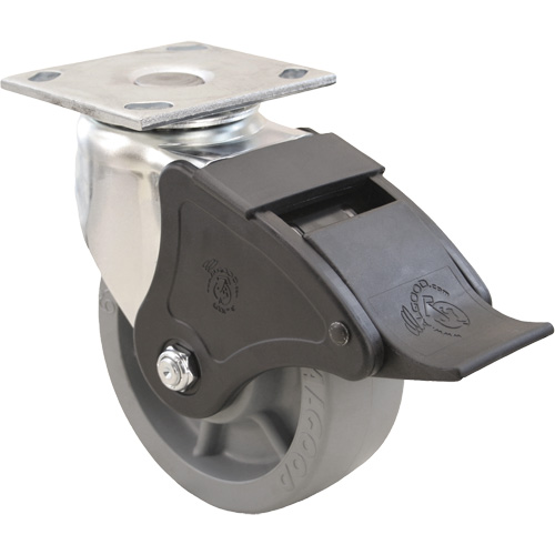 Roulette Emaxx, Pivotant avec frein, 4" (101,6 mm), Envirothane, 1000 lb (453,6 kg) Duraquip Inc