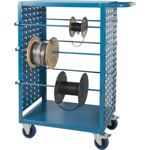 Mobile Wire Spool Cart, Steel, 6 Rod, 21" W x 48" H x 38" D, 1200 lbs. Capacity Duraquip Inc