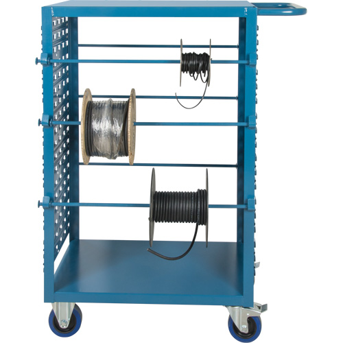 Mobile Wire Spool Cart, Steel, 6 Rod, 21" W x 48" H x 38" D, 1200 lbs. Capacity Duraquip Inc