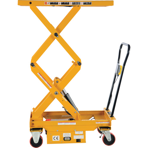 DC Powered Hydraulic Scissor Lift Elevating Cart, Steel, 39-3/4" L x 20-1/2" W, 1000 lbs. Capacity Duraquip Inc