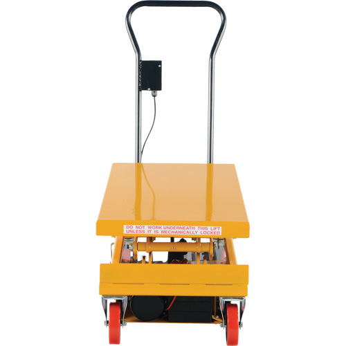 DC Powered Hydraulic Scissor Lift Elevating Cart, Steel, 39-3/4" L x 20-1/2" W, 1000 lbs. Capacity Duraquip Inc
