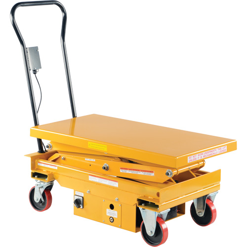 DC Powered Hydraulic Scissor Lift Elevating Cart, Steel, 39-3/4" L x 20-1/2" W, 1000 lbs. Capacity Duraquip Inc
