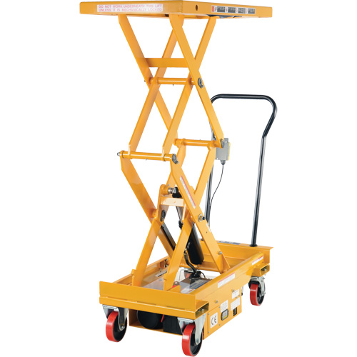 DC Powered Hydraulic Scissor Lift Elevating Cart, Steel, 39-3/4" L x 20-1/2" W, 1000 lbs. Capacity Duraquip Inc