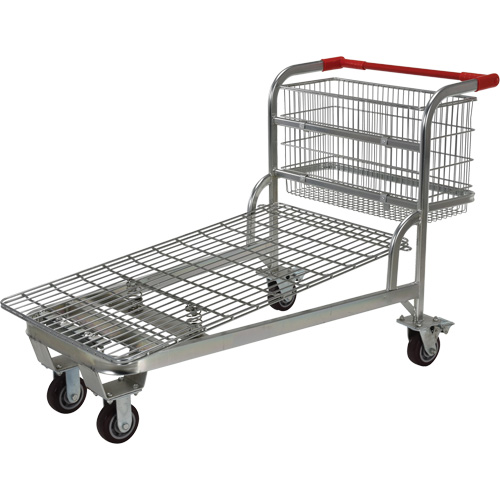 Nestable Wire Cart, Steel, 28-3/4" x 37-1/16" x 59-5/8", 275 lbs. Capacity Duraquip Inc