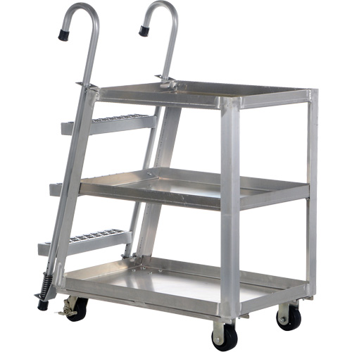 Stockpicker Truck, Aluminum, 21-7/8" W x 40" D, 3 Shelves, 660 lbs. Capacity Duraquip Inc