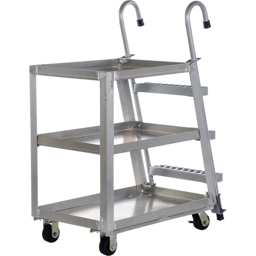 Stockpicker Truck, Aluminum, 21-7/8" W x 40" D, 3 Shelves, 660 lbs. Capacity Duraquip Inc
