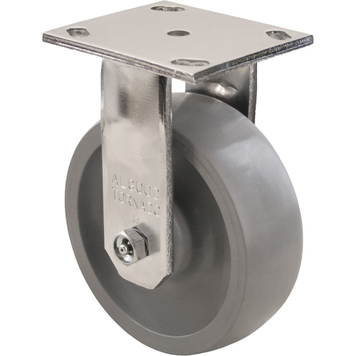 Max9 Caster, Rigid with Brake, 6" (152.4 mm), Envirothane Grey-WOW, 1100 lbs. (498.95 kg.) Duraquip Inc