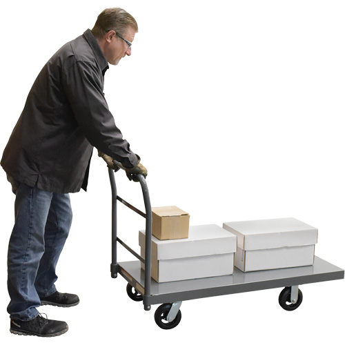 Platform Truck, 48" L x 24" W, 2000 lbs. Capacity, Rubber Casters Duraquip Inc