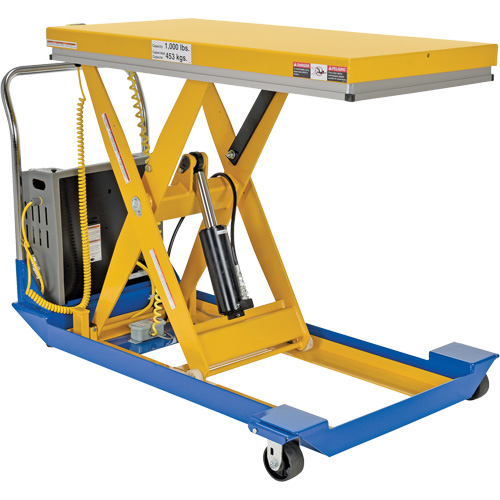 DC Powered & Manual Scissor Lift Table, Steel, 48" L x 24" W, 1000 lbs. Capacity Duraquip Inc