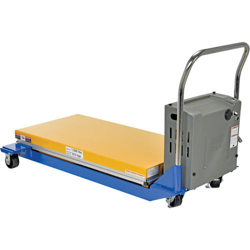 DC Powered & Manual Scissor Lift Table, Steel, 48" L x 24" W, 1000 lbs. Capacity Duraquip Inc