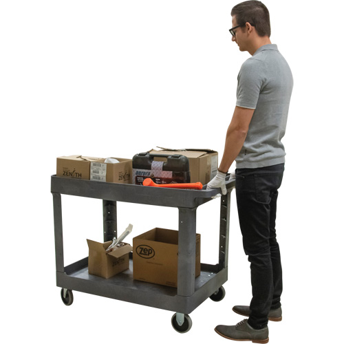 Utility Service Cart, 2 Tiers, 24-5/8" x 32-1/2" x 40", 550 lbs. Capacity Duraquip Inc