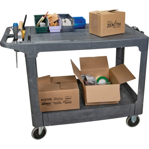Chariot utilitaire pour l'entretien avec tablette plate, 2 tiers, 25-1/4" x 32-1/4" x 44", Capacit&eacute; 550 lb Duraquip Inc