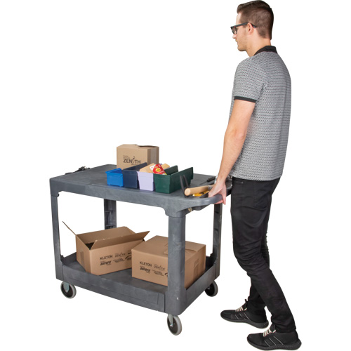 Chariot utilitaire pour l'entretien avec tablette plate, 2 tiers, 25-1/4" x 32-1/4" x 44", Capacit&eacute; 550 lb Duraquip Inc