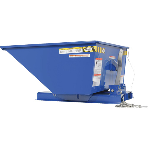Low Profile D-Style Self Dumping Hopper, Steel, 1/4 cu.yd., Blue Duraquip Inc