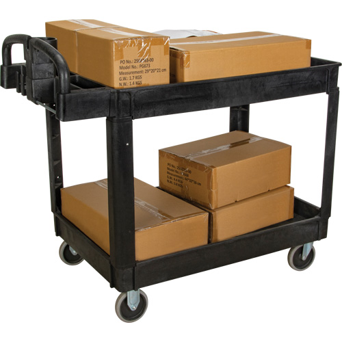 Utility Cart, 2 Tiers, 25-5/8" x 33-1/2" x 43-3/4", 550 lbs. Capacity Duraquip Inc