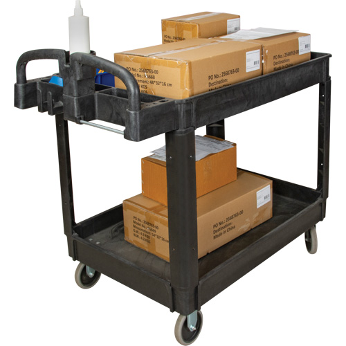 Utility Cart, 2 Tiers, 25-5/8" x 33-1/2" x 43-3/4", 550 lbs. Capacity Duraquip Inc