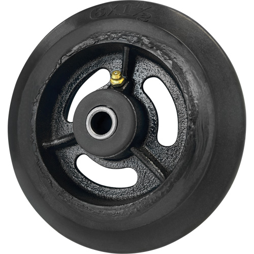Mold-On Rubber Wheel, 6'' (152 mm) Dia. x 1-1/2" (38 mm) W, 450 lbs. (204 kg.) Capacity Duraquip Inc