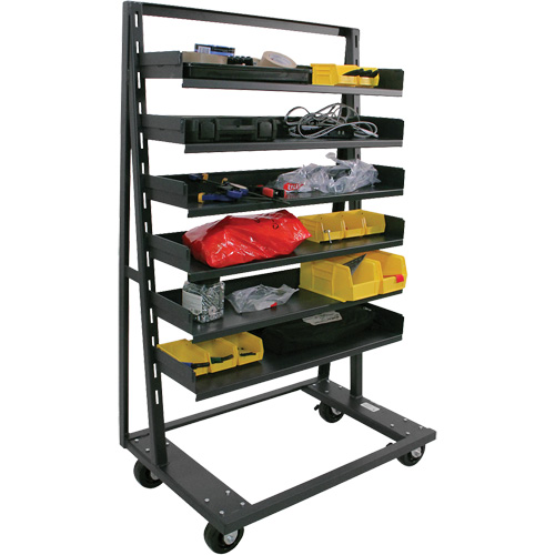 Single-Sided Heavy Duty A-Frame Cart with 6 Trays, 38" x 25" x 63", 2500 lbs. Capacity Duraquip Inc
