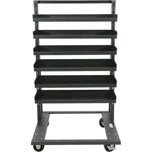 Single-Sided Heavy Duty A-Frame Cart with 6 Lipped Trays, 38" x 25" x 63", 2500 lbs. Capacity Duraquip Inc
