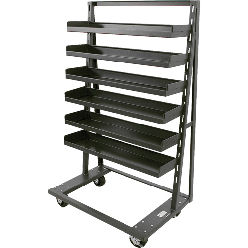 Single-Sided Heavy Duty A-Frame Cart with 6 Lipped Trays, 38" x 25" x 63", 2500 lbs. Capacity Duraquip Inc