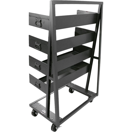 Single-Sided Heavy Duty A-Frame Cart with 4 Large Trays, 38" x 25" x 63", 2500 lbs. Capacity Duraquip Inc