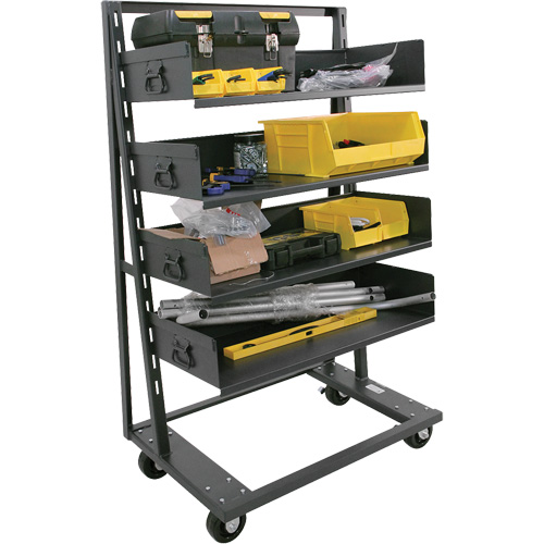 Single-Sided Heavy Duty A-Frame Cart with 4 Large Trays, 38" x 25" x 63", 2500 lbs. Capacity Duraquip Inc