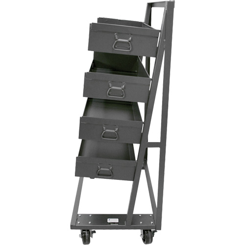 Chariot &agrave; cadre en A robuste &agrave; un c&ocirc;t&eacute; avec 4 grands plateaux &agrave; rebord, 38" x 25" x 63", Capacit&eacute; 2500 lb Duraquip Inc