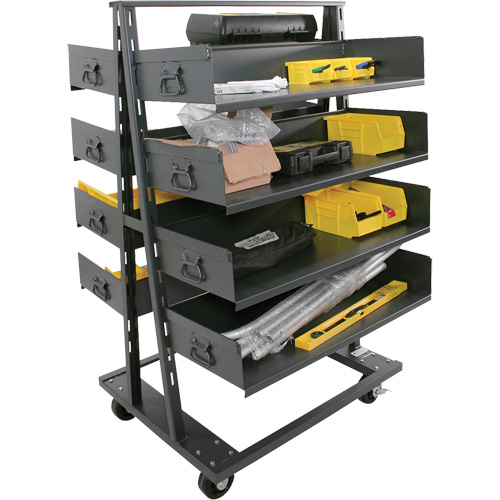 Double-Sided Heavy Duty A-Frame Cart with 8 Large Trays, 38" x 30" x 63", 2500 lbs. Capacity Duraquip Inc